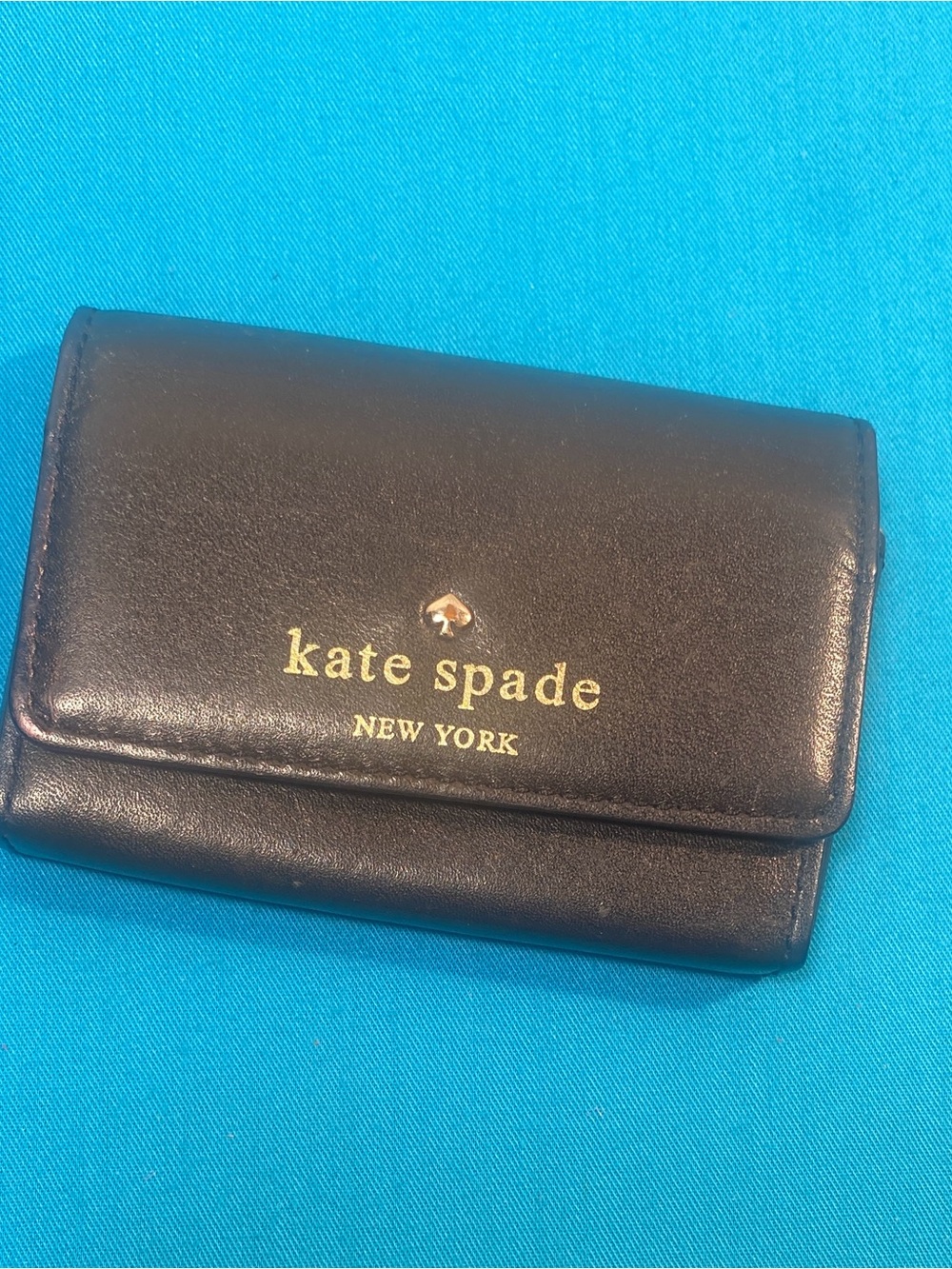 kate spade Black and Cream Leather Snap Card Holder Wallet
